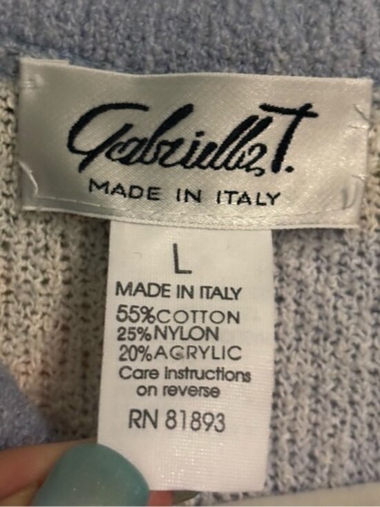 80s Vintage Gabriella T Womens Collared Long Sleeve Italian Floral Sweater Sz L - Picture 3 of 6